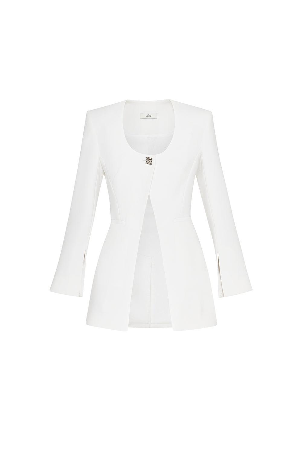 Pristine Sheath Scoop Neck Georgette Blazer - MEAN BLVD