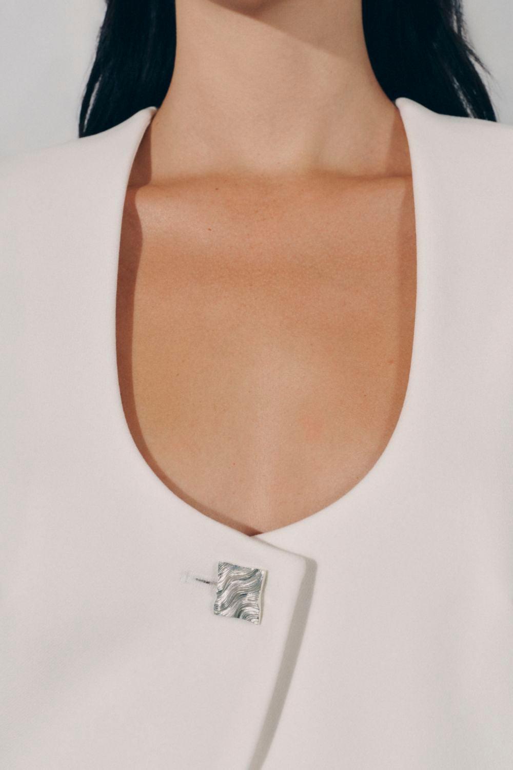Pristine Sheath Scoop Neck Georgette Blazer - MEAN BLVD