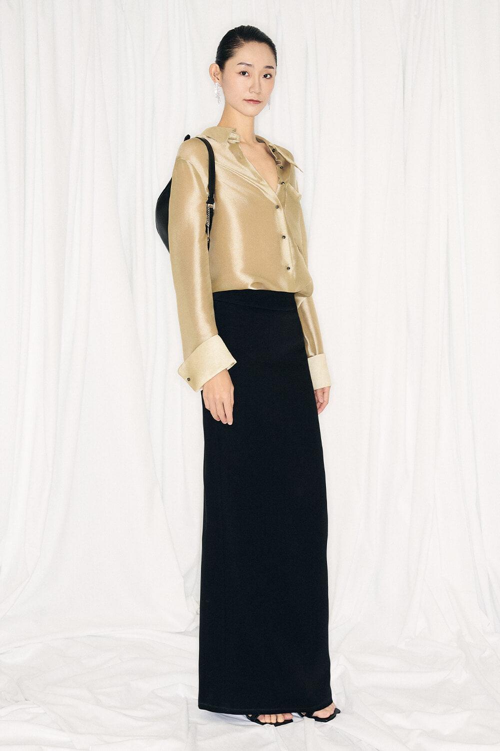 Pristy Straight Cuff Sleeved Organza Satin Shirt - MEAN BLVD