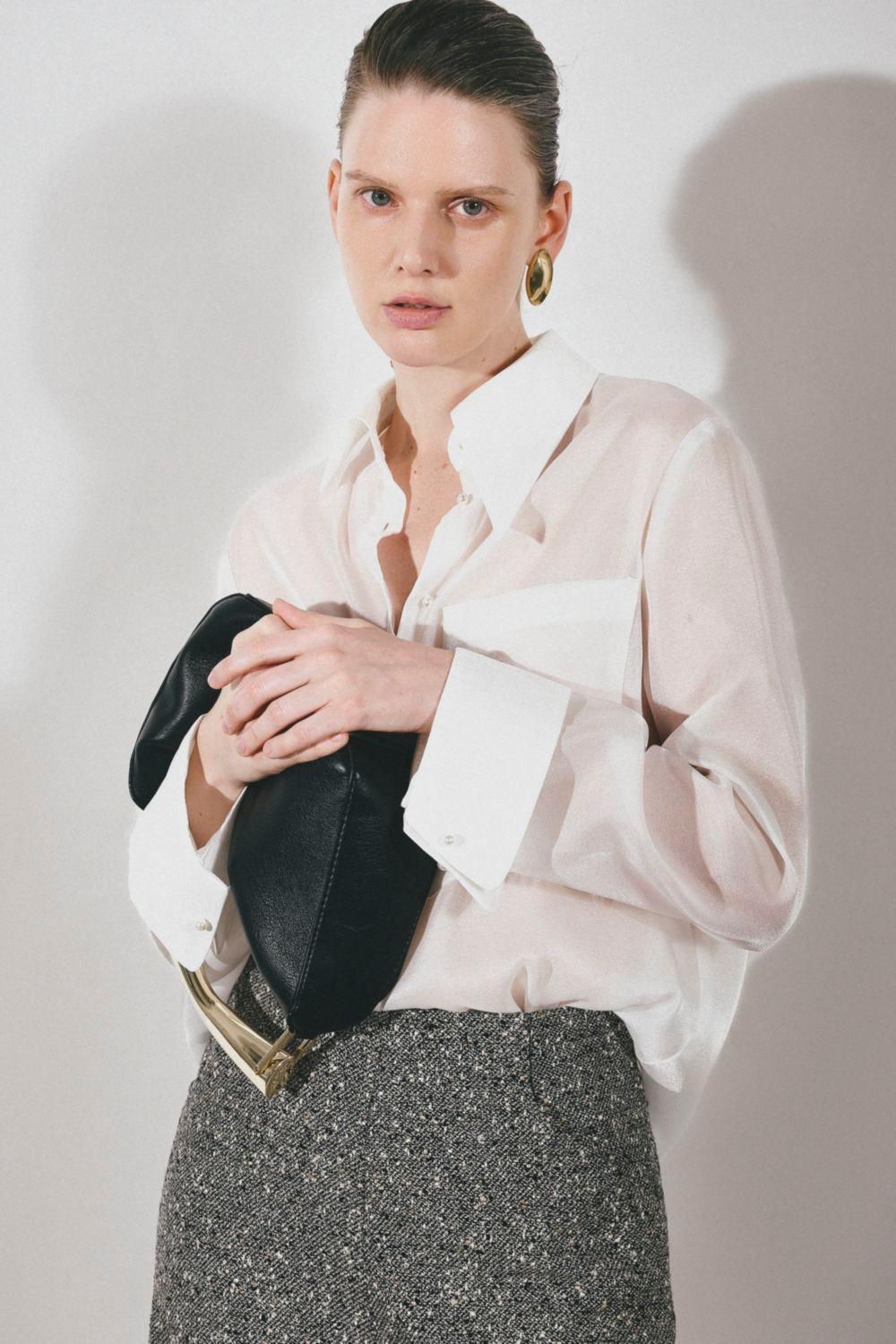 Pristy Straight Cuff Sleeved Organza Satin Shirt - MEAN BLVD
