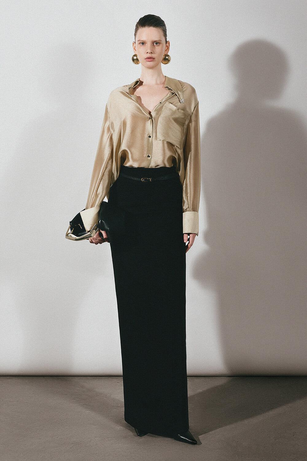 Pristy Straight Cuff Sleeved Organza Satin Shirt - MEAN BLVD
