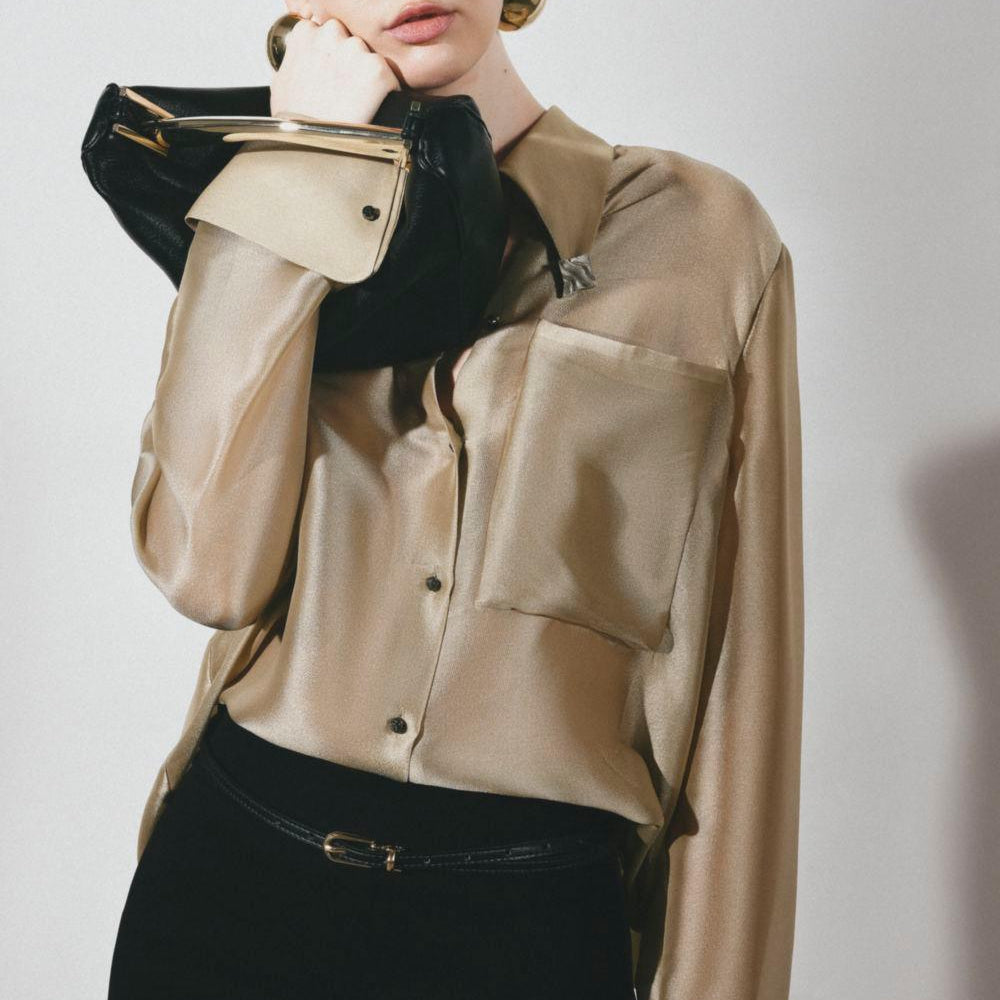 Pristy Straight Cuff Sleeved Organza Satin Shirt - MEAN BLVD