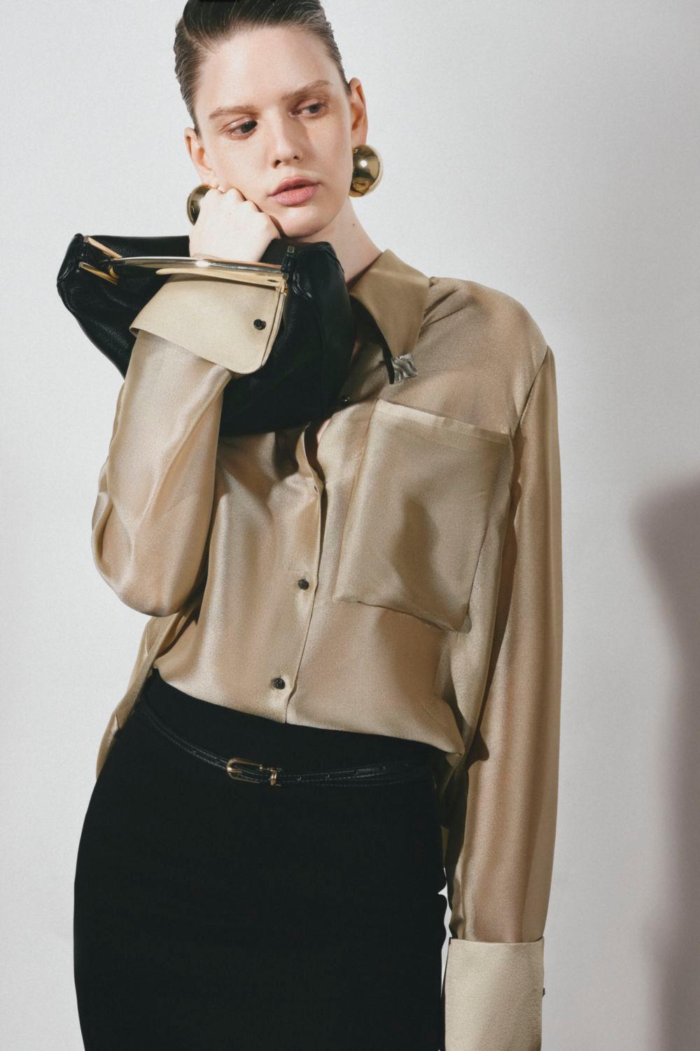 Pristy Straight Cuff Sleeved Organza Satin Shirt - MEAN BLVD