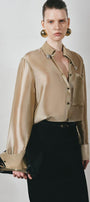 Pristy Straight Cuff Sleeved Organza Satin Shirt - MEAN BLVD