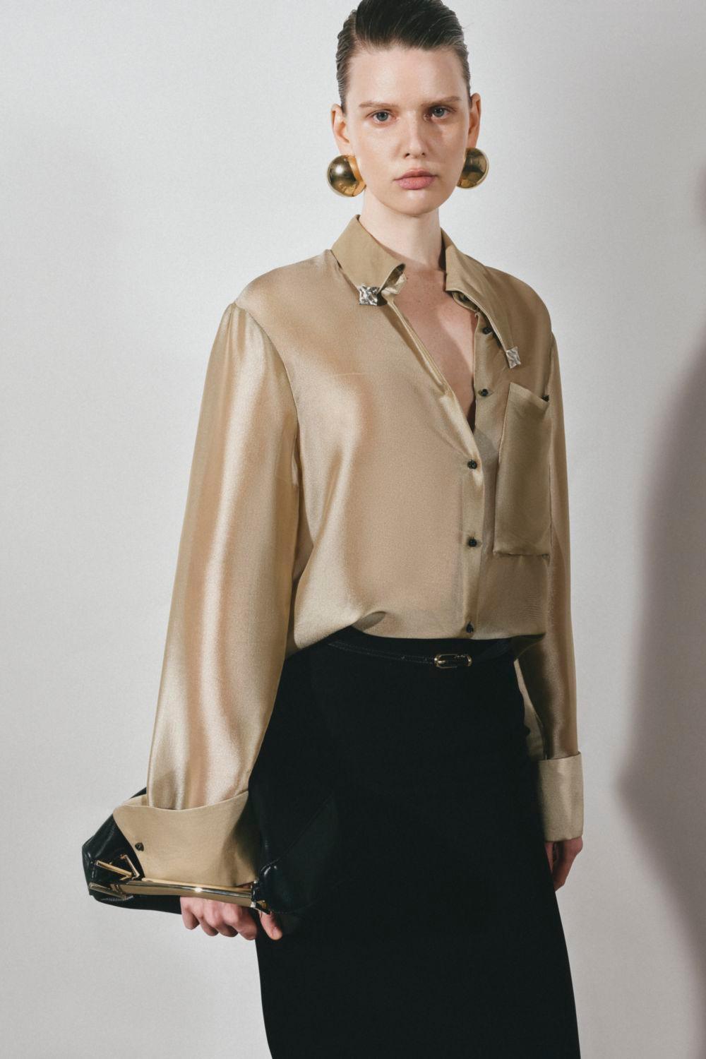 Pristy Straight Cuff Sleeved Organza Satin Shirt - MEAN BLVD
