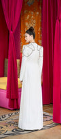 Prosper A-line Queen Anne Neck Velvet Satin Floor Length Ao Dai - MEAN BLVD