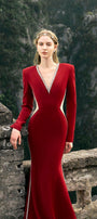 Provisions Mermaid V-Neck Velvet Floor Length Dress - MEAN BLVD