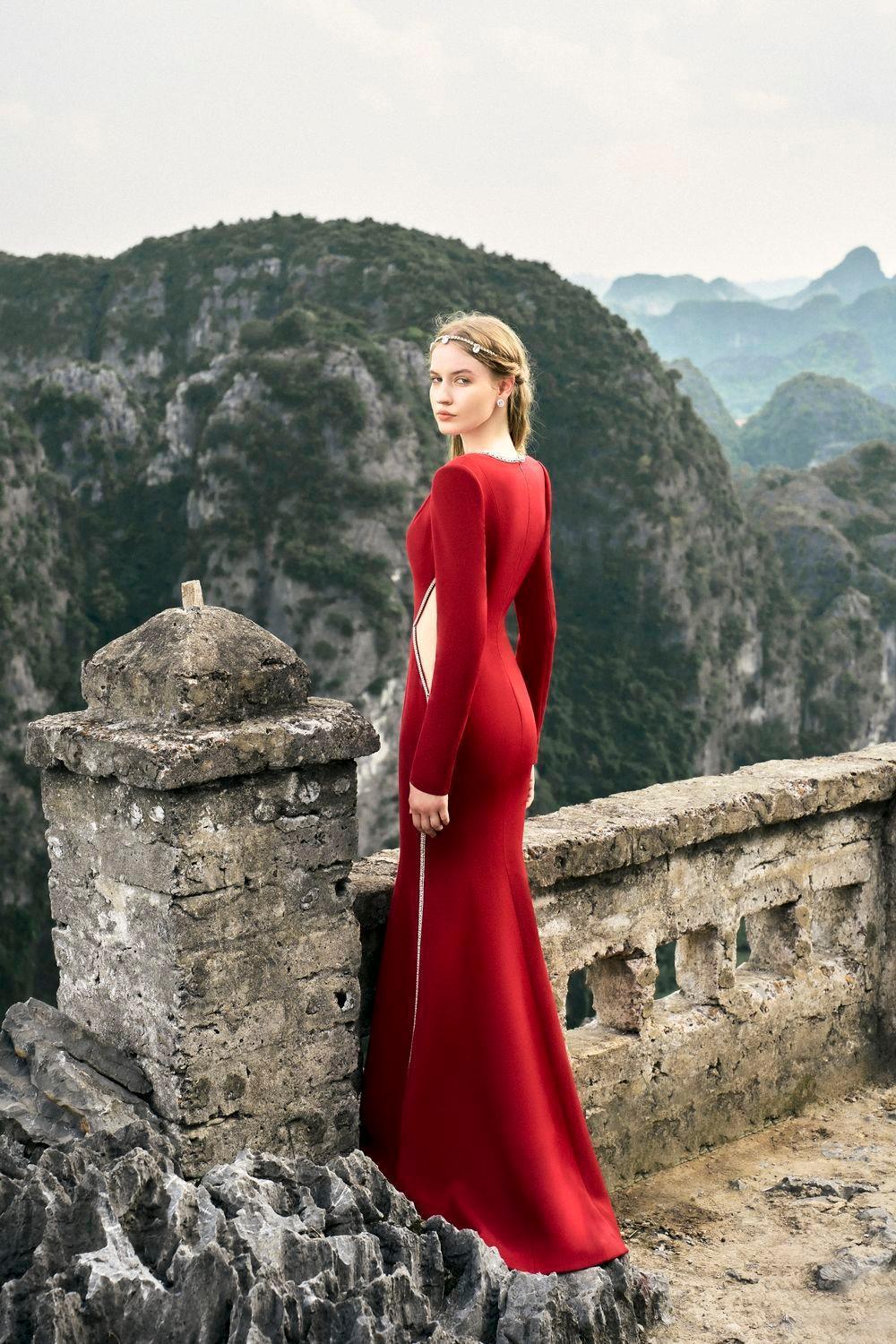 Provisions Mermaid V-Neck Velvet Floor Length Dress - MEAN BLVD