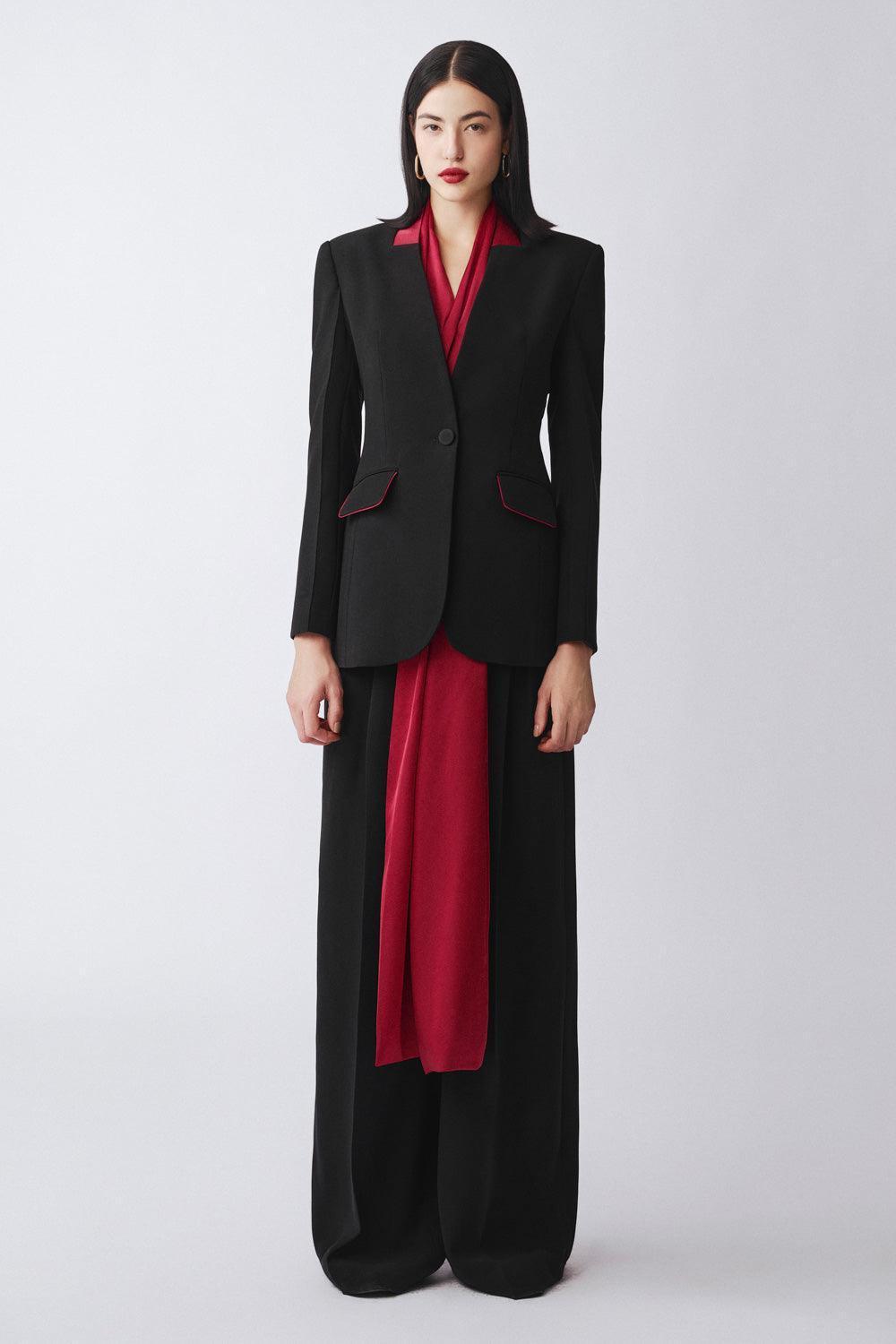 Queen Straight Box Pleated Poly Silk Floor Length Pants - MEAN BLVD