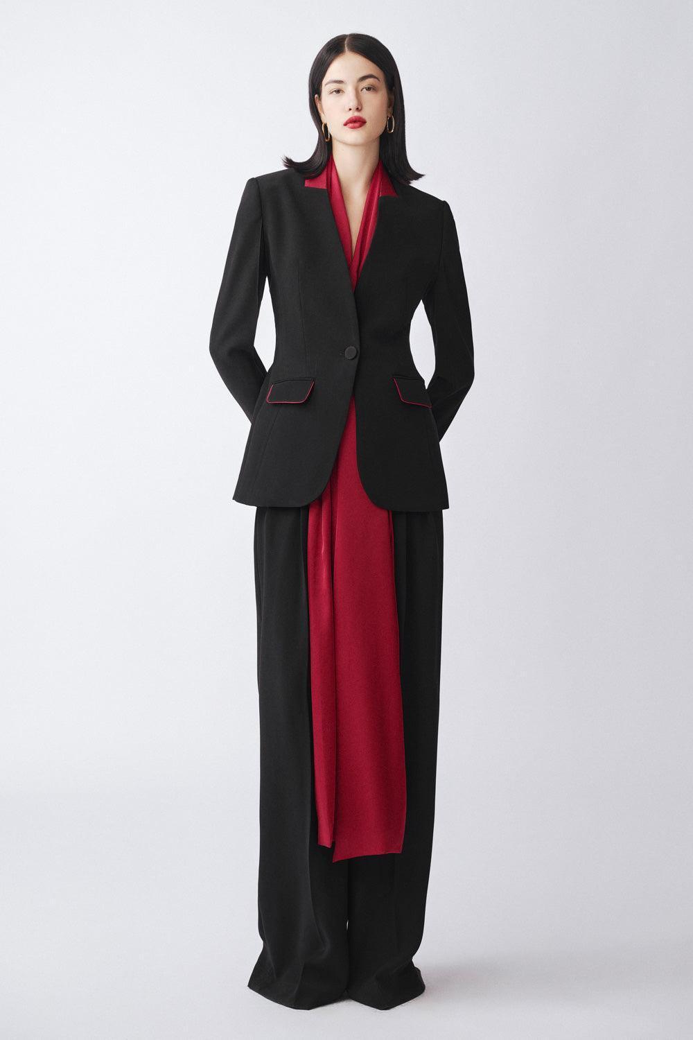 Queen Straight Box Pleated Poly Silk Floor Length Pants - MEAN BLVD