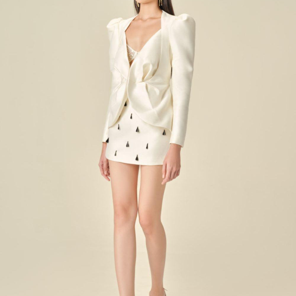 Quincy A-line High Waist Taffeta Mini Skirt - MEAN BLVD