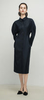Harlow Sheath Button Cotton Knee-length Dress
