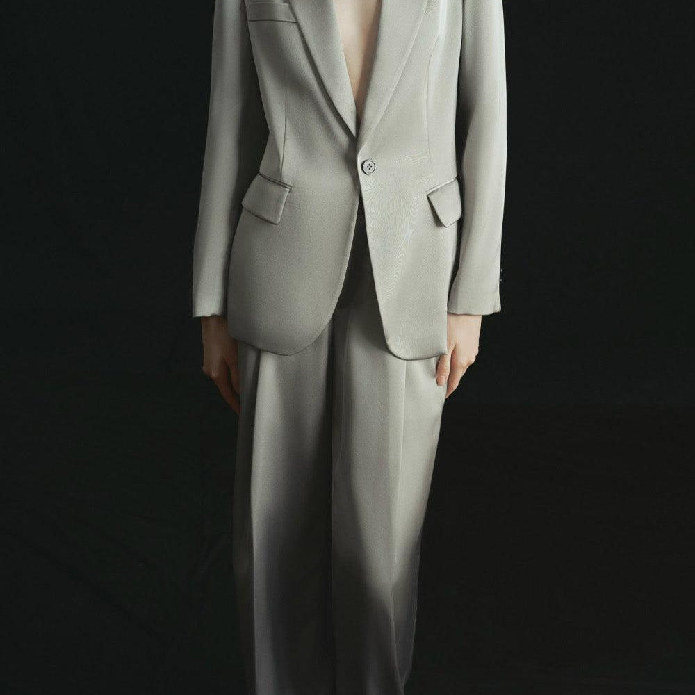 Rachel Straight Wide Leg Poly Silk Floor Length Pants - MEAN BLVD