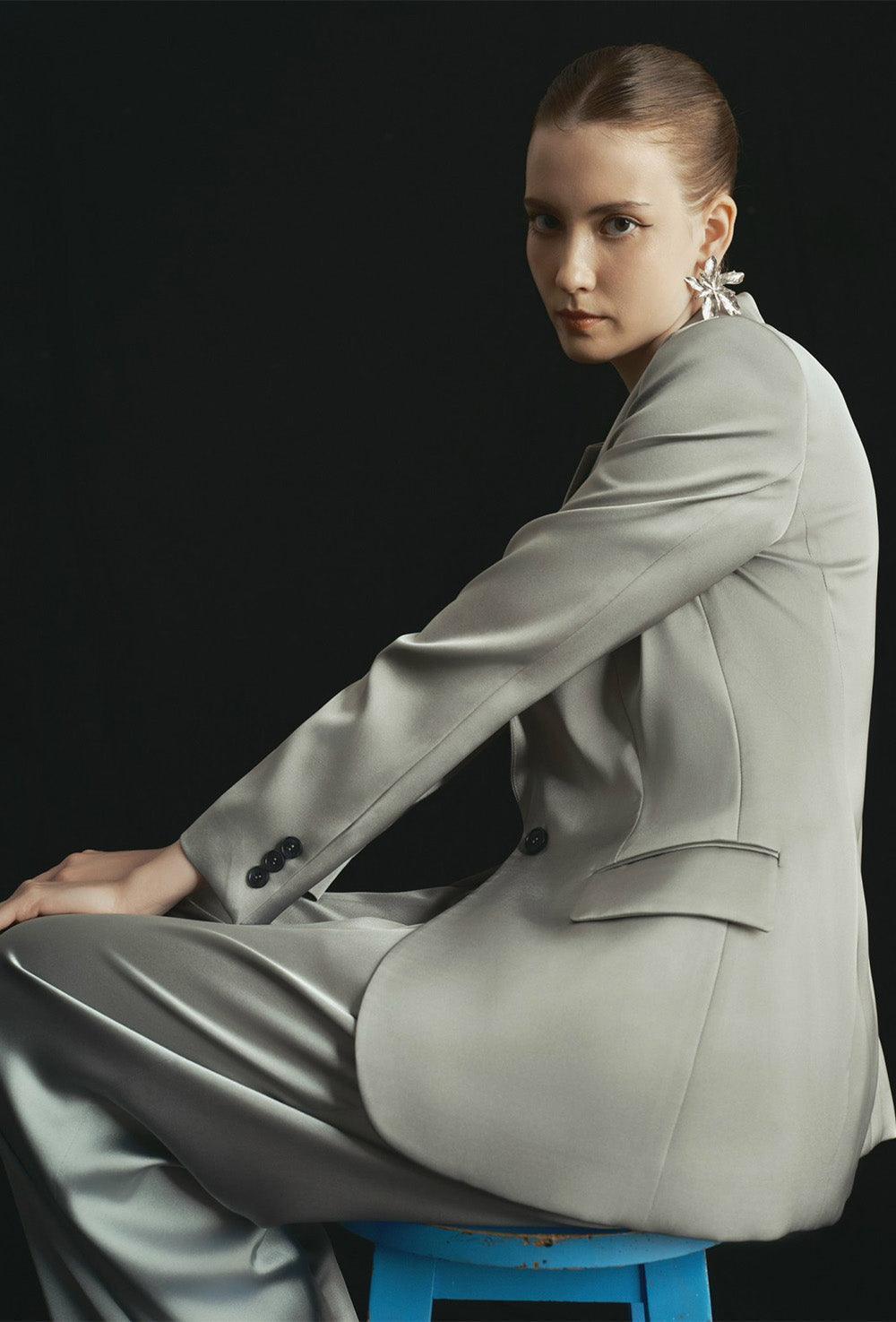 Rachel Straight Wide Leg Poly Silk Floor Length Pants - MEAN BLVD