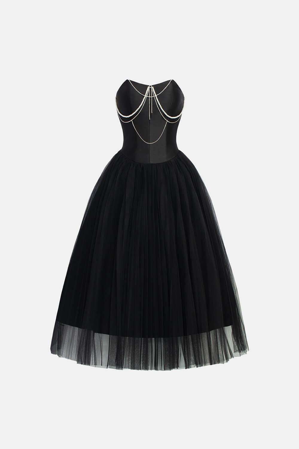Rachel Strapless Pleated Trerena Taffeta Midi Dress - MEAN BLVD