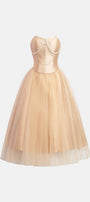 Rachel Strapless Pleated Trerena Taffeta Midi Dress - MEAN BLVD