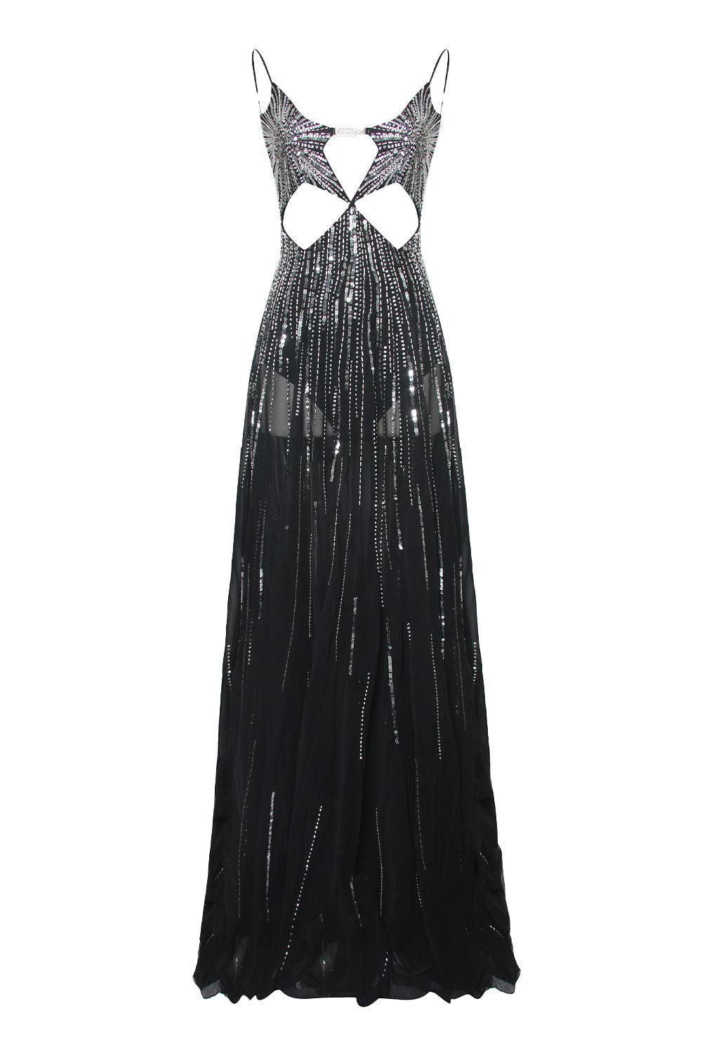 Radha A-line Cut-Out Chiffon Floor Length Dress - MEAN BLVD