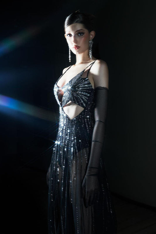 Radha A-line Cut-Out Chiffon Floor Length Dress - MEAN BLVD