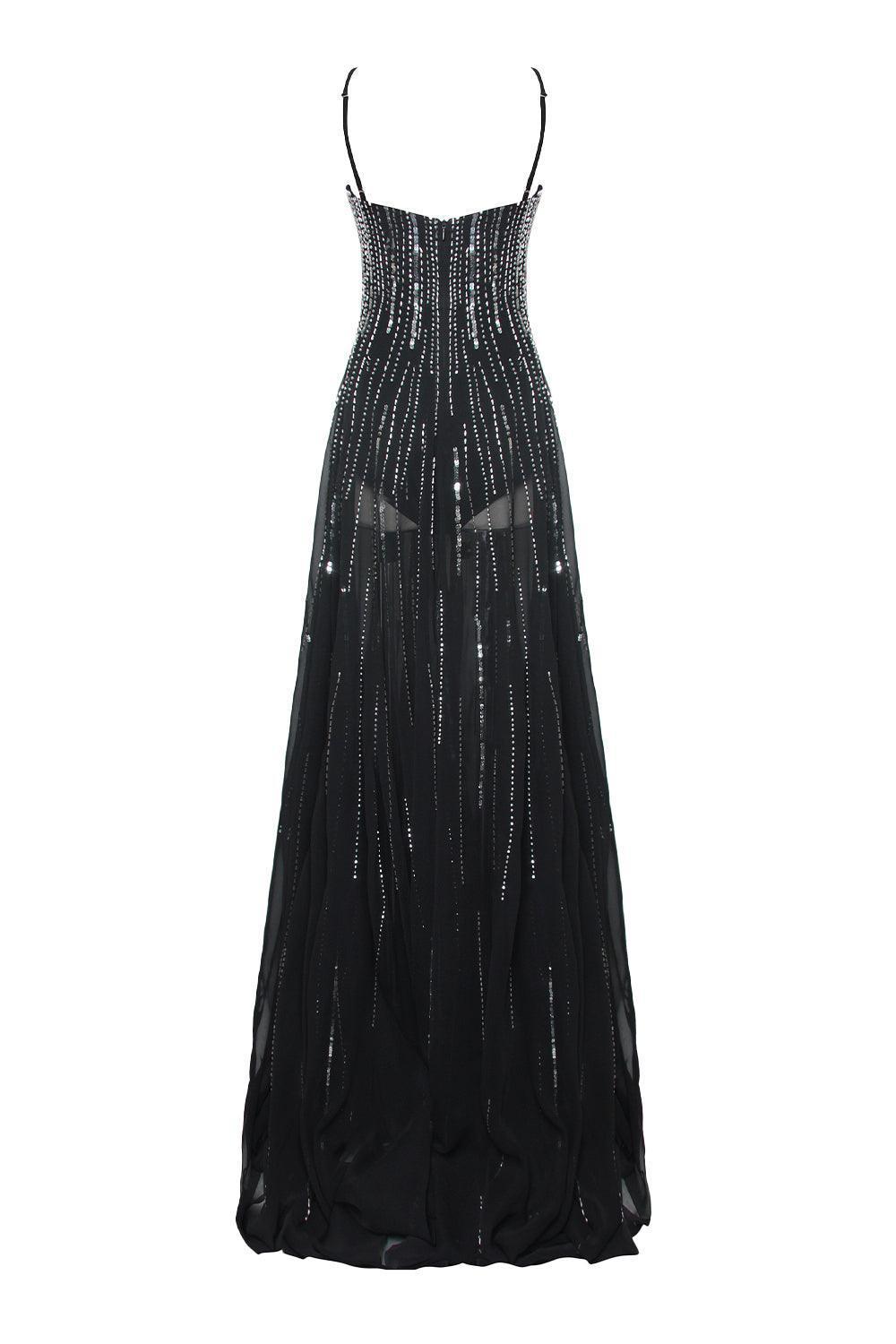 Radha A-line Cut-Out Chiffon Floor Length Dress - MEAN BLVD