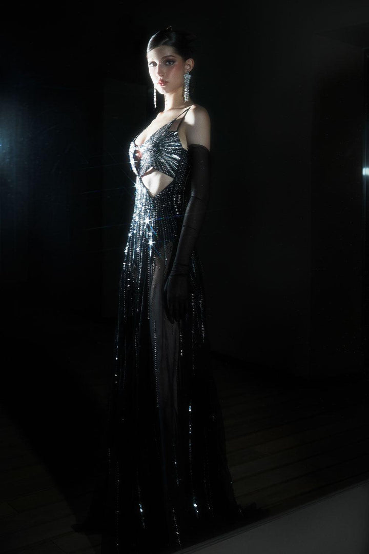 Radha A-line Cut-Out Chiffon Floor Length Dress - MEAN BLVD