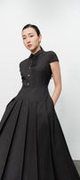 Raegan Fit and Flare Button Wool Midi Dress - MEAN BLVD