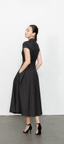 Raegan Fit and Flare Button Wool Midi Dress - MEAN BLVD