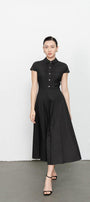 Raegan Fit and Flare Button Wool Midi Dress - MEAN BLVD