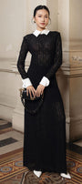 Raelynn A-line Long Sleeved Cotton Lace Maxi Dress - MEAN BLVD