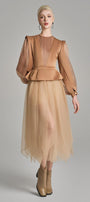Raina Gathered See-Through Voile Midi Skirt - MEAN BLVD
