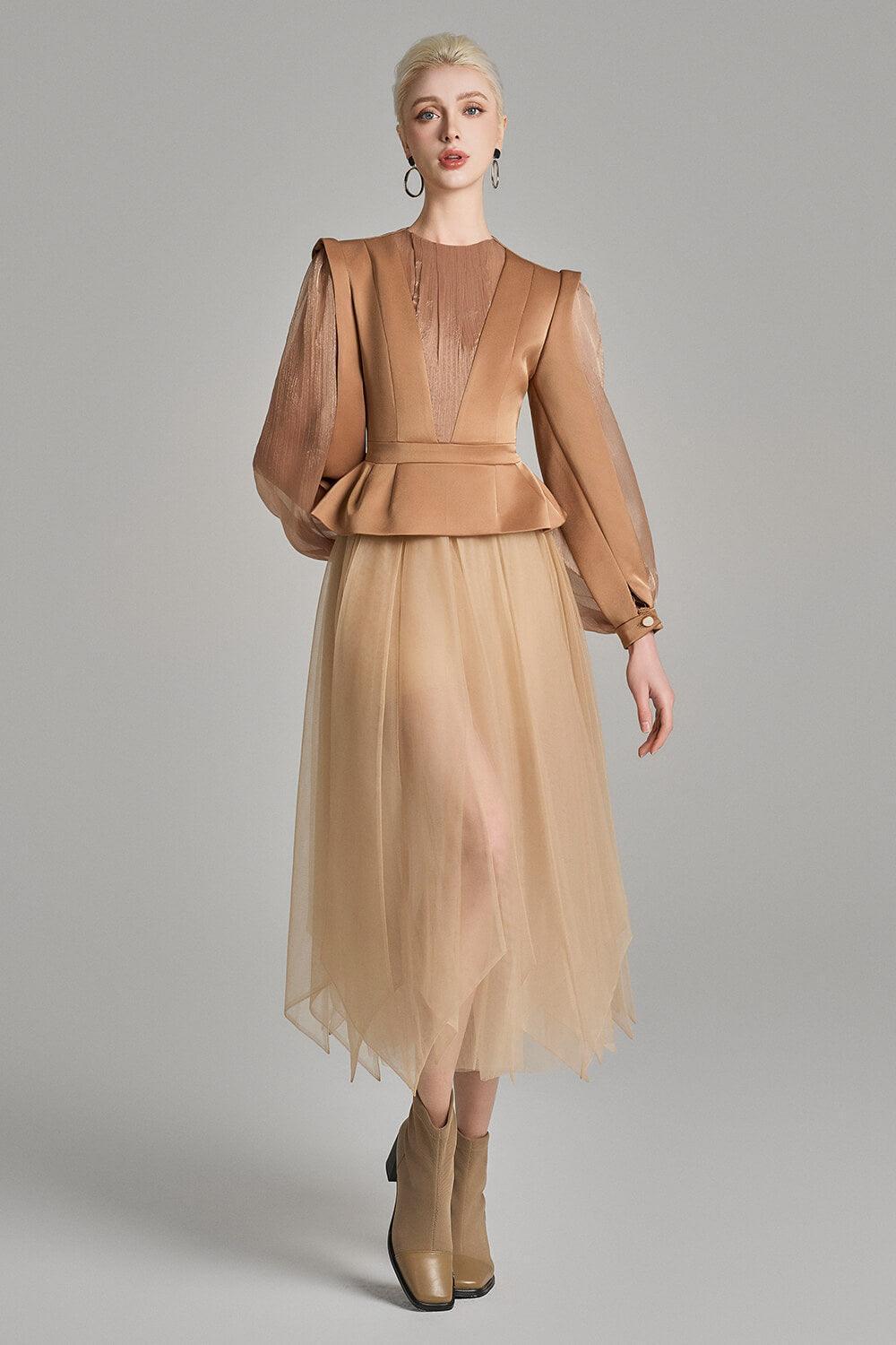 Raina Gathered See-Through Voile Midi Skirt - MEAN BLVD