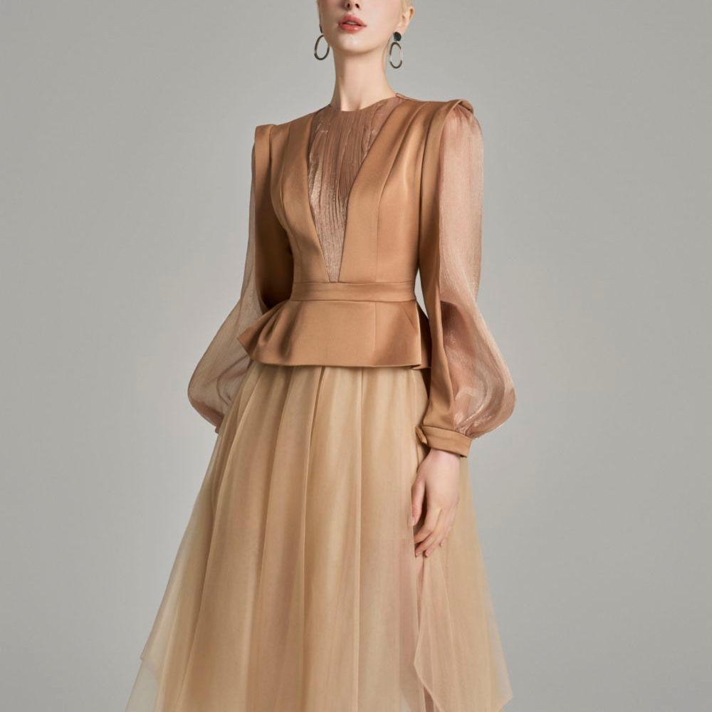 Raina Gathered See-Through Voile Midi Skirt - MEAN BLVD