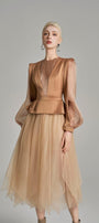 Raina Gathered See-Through Voile Midi Skirt - MEAN BLVD