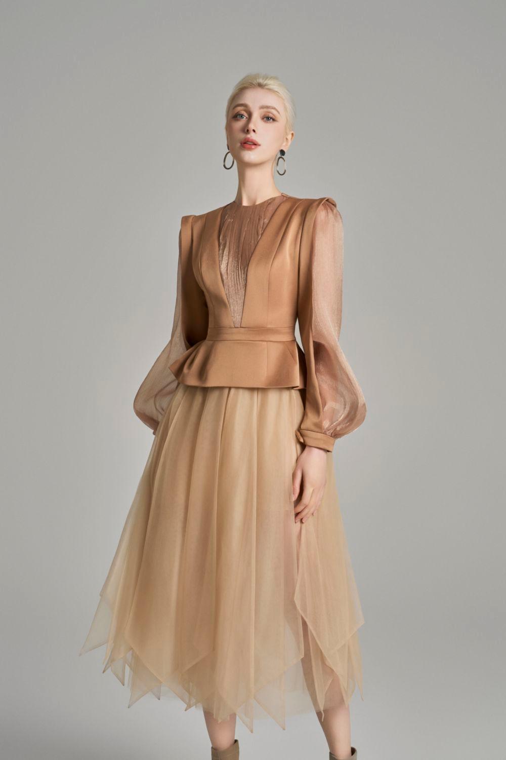 Raina Gathered See-Through Voile Midi Skirt - MEAN BLVD