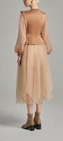 Raina Gathered See-Through Voile Midi Skirt - MEAN BLVD