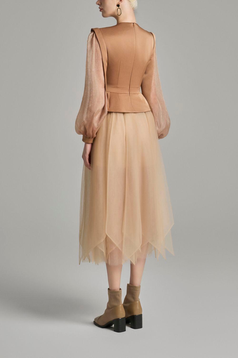 Raina Gathered See-Through Voile Midi Skirt - MEAN BLVD