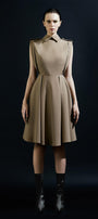 Rainbow A-line Collared Neck Silk Wool Knee-length Dress - MEAN BLVD