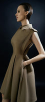 Rainbow A-line Collared Neck Silk Wool Knee-length Dress - MEAN BLVD