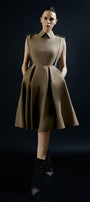 Rainbow A-line Collared Neck Silk Wool Knee-length Dress - MEAN BLVD