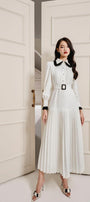 Randy Drop Waist Pleated Cotton Silk Midi Dress - MEAN BLVD