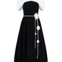 Raven A-line Off-Shoulder Poly Silk Midi Dress - MEAN BLVD