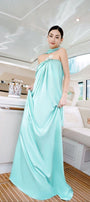 Rayan Strapless Pleated Chest Silk Maxi Dress - MEAN BLVD