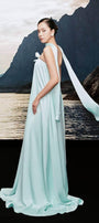 Rayan Strapless Pleated Chest Silk Maxi Dress - MEAN BLVD