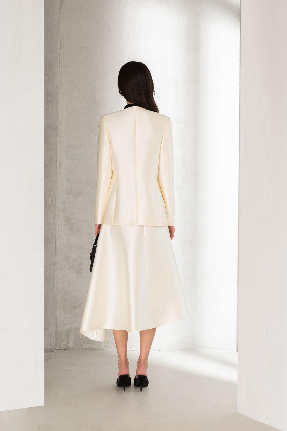 Reese Asymmetric Flared Taffeta Midi Skirt - MEAN BLVD