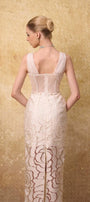 Regalia Sheath Cape Shoulder Mesh Lace Ankle Length Dress - MEAN BLVD