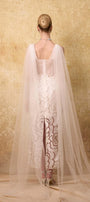 Regalia Sheath Cape Shoulder Mesh Lace Ankle Length Dress - MEAN BLVD