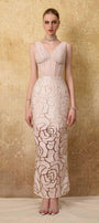 Regalia Sheath Cape Shoulder Mesh Lace Ankle Length Dress - MEAN BLVD