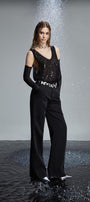 Regina Straight Wide Leg Wool Floor Length Trousers - MEAN BLVD