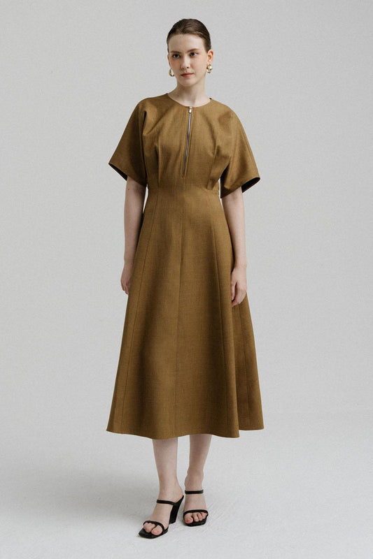 Reina Fit and Flare Wide Sleeved Polycotton Midi Dress - MEAN BLVD