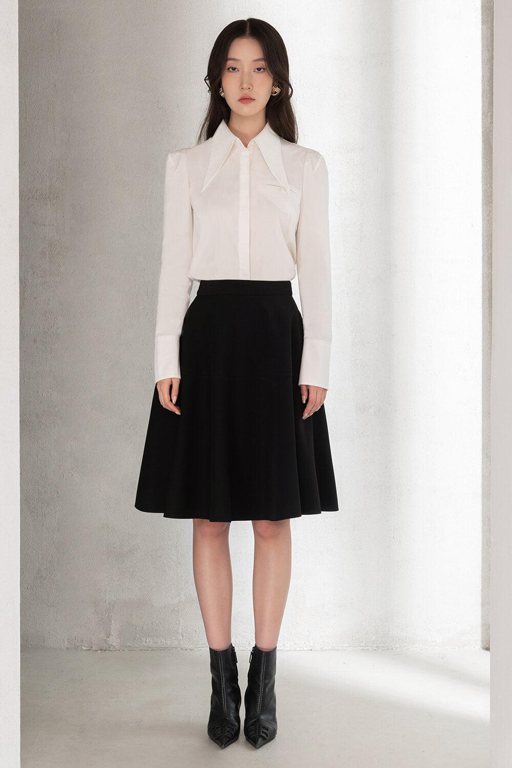 Remy A-line High Waist Twill Knee-length Skirt - MEAN BLVD