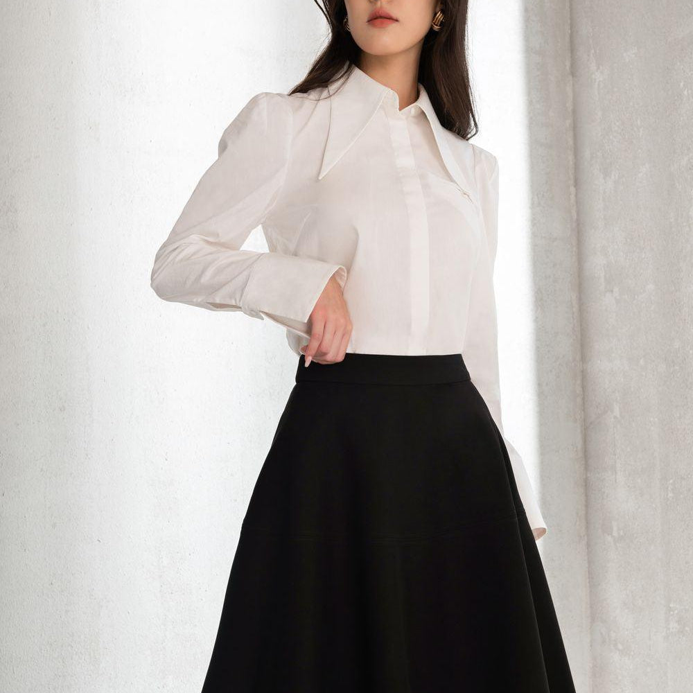 Remy A-line High Waist Twill Knee-length Skirt - MEAN BLVD